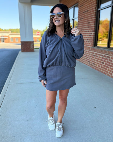 Addison Top & Skirt Set in Charcoal