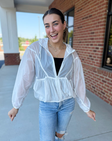 Jocelyn Windbreaker Jacket in White FINAL SALE