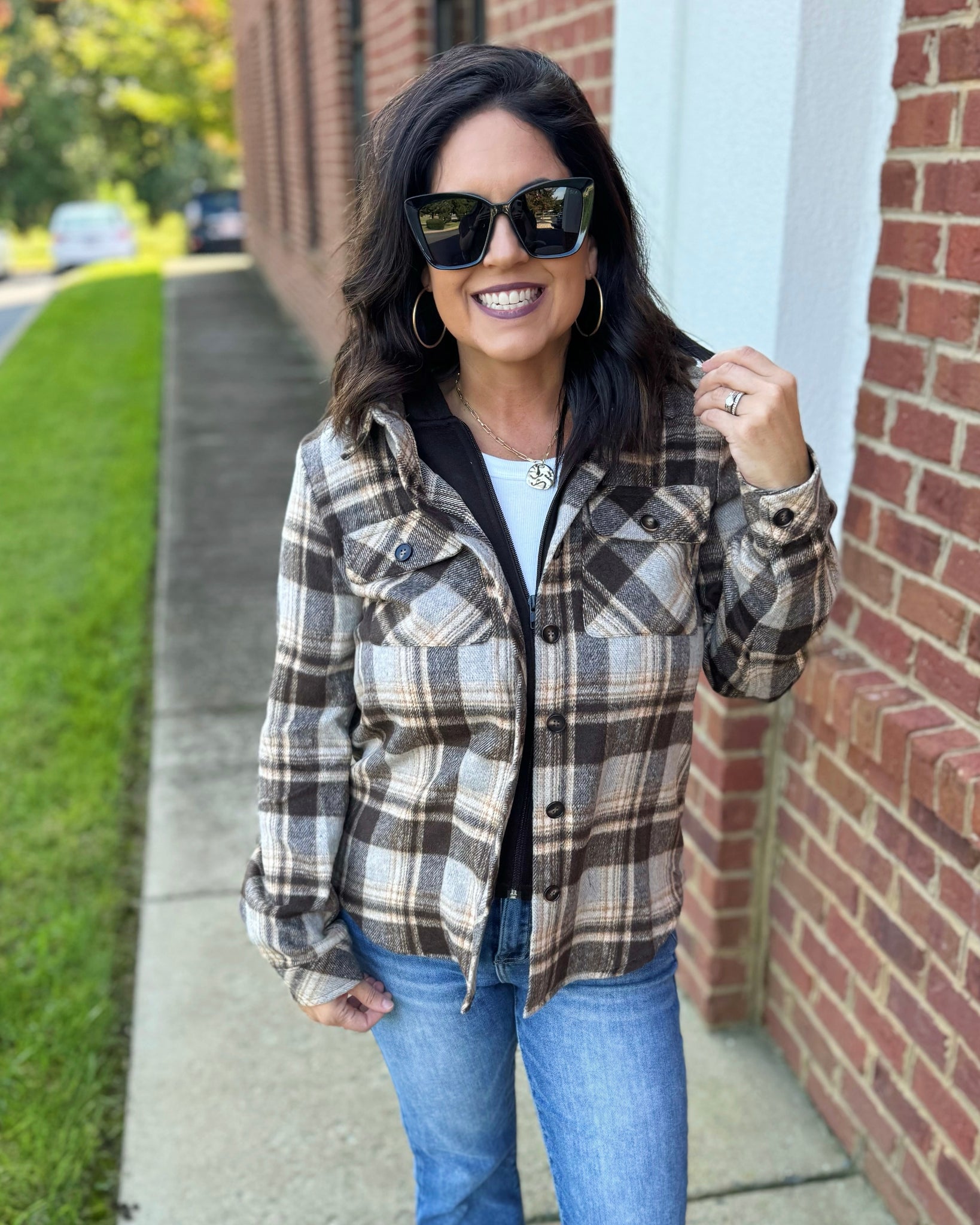 Kennedy Twofer Plaid Shacket in Brown