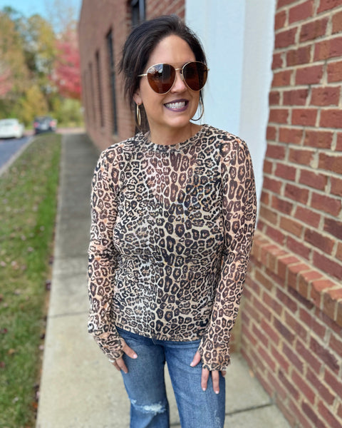 Dress It Up REG/CURVY Mesh Top in Cheetah