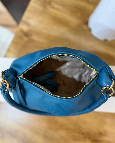 Ophelia Ruched Bag in Sea Blue