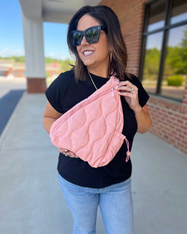 Puffer Sling Bag & Backpack in Bubblegum Pink