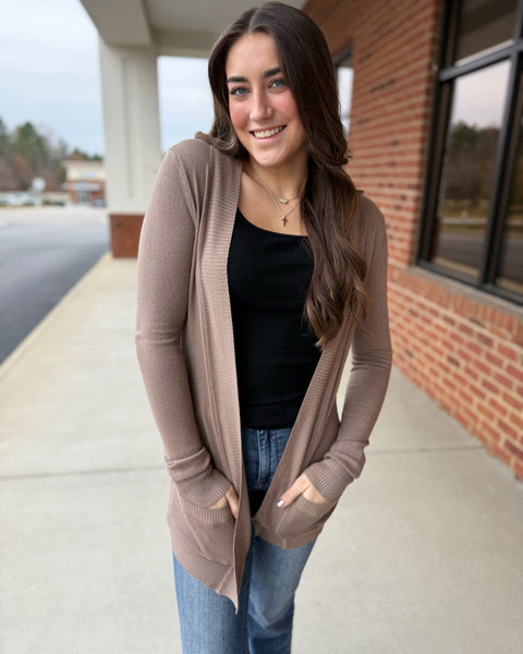 Stefanie REG/CURVY Cardigan in Mocha FINAL SALE