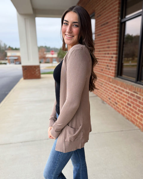Stefanie REG/CURVY Cardigan in Mocha FINAL SALE
