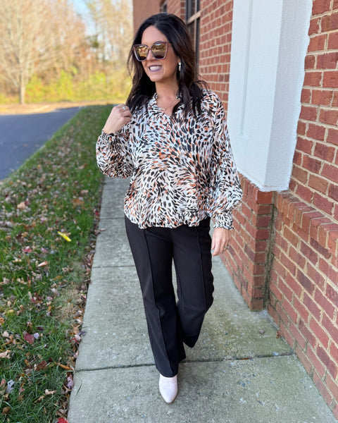 Alani Bubble Sleeve Blouse in Burnt Sienna