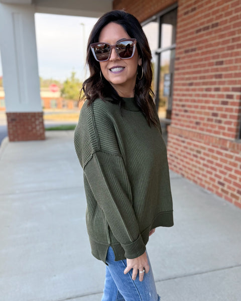 Tammy Sweater in Dark Olive FINAL SALE