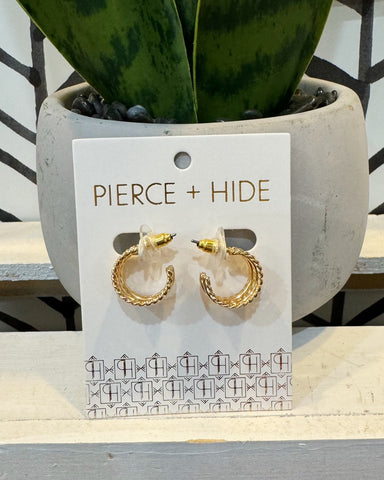 Petite Gold Tri Hoop Earrings