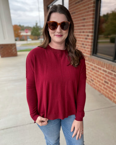 Angela Sweater Top in Merlot