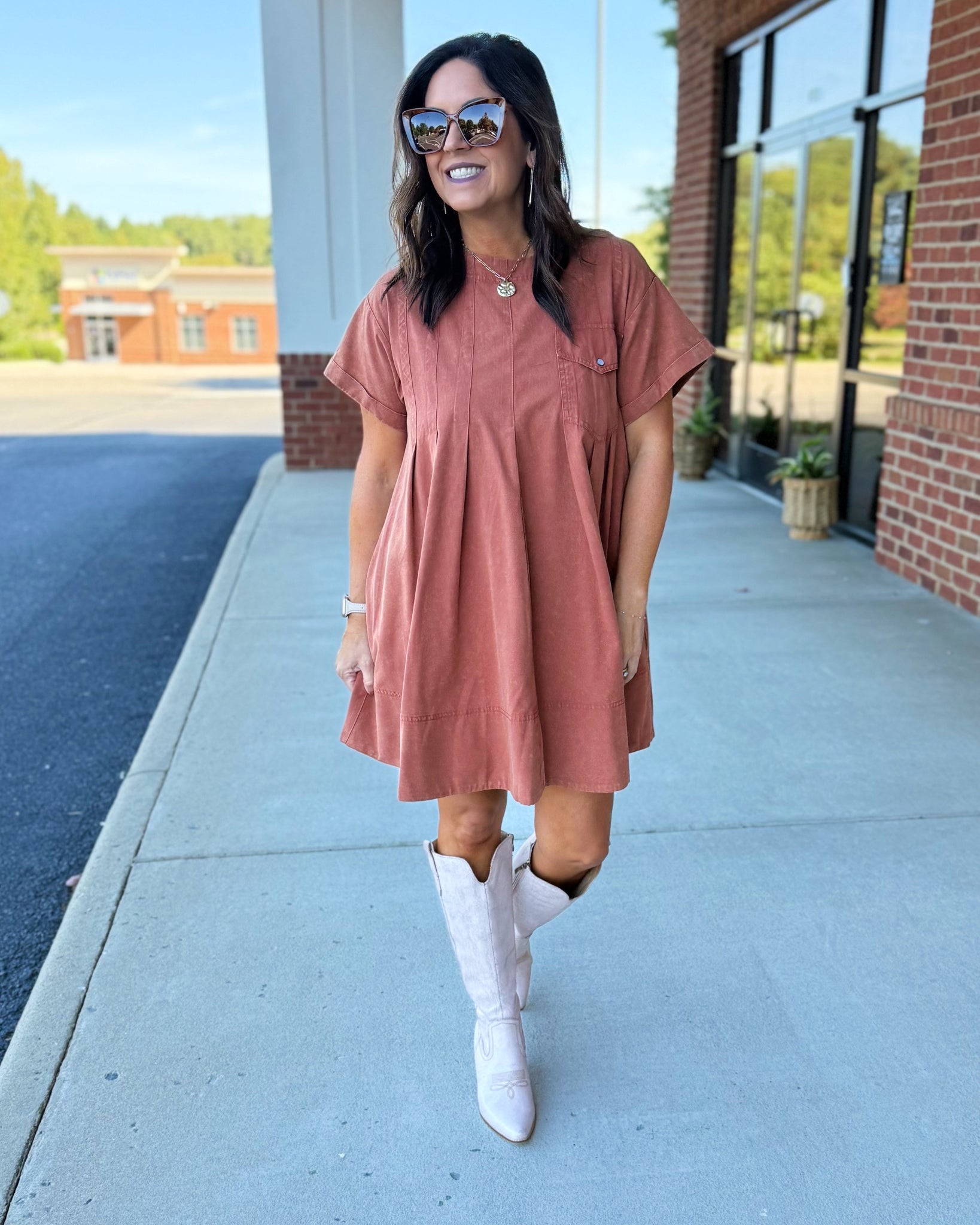 Lisa Snow Washed Dress in Clay FINAL SALE