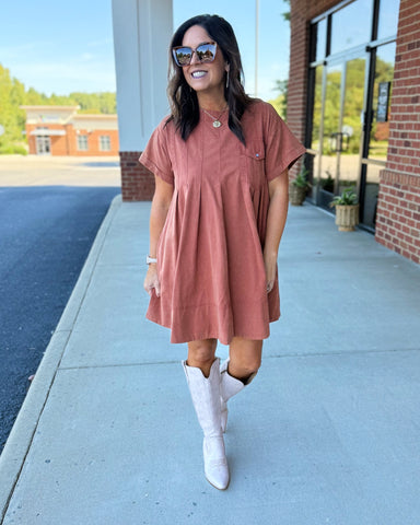 Lisa Snow Washed Dress in Clay FINAL SALE