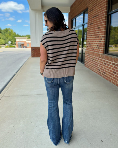 Jillian Stripe Knit Top in Light Mocha