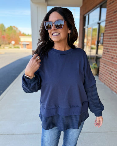 Raven REG/CURVY Sweatshirt Top in Navy