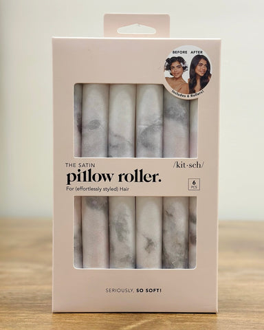 Kitsch Satin Heatless Pillow Rollers 6pc- Soft Marble