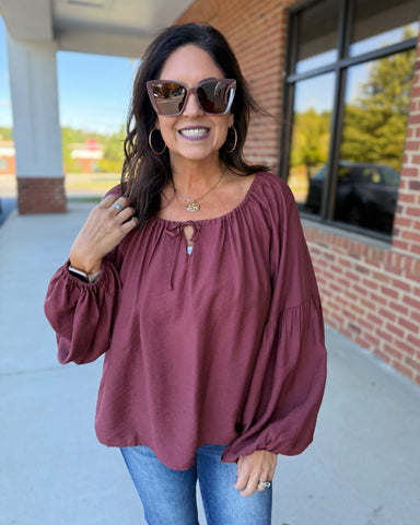 Jillian Blouse in Wine