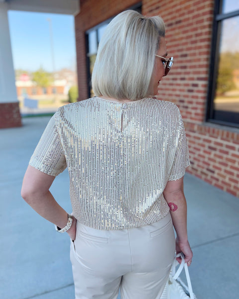 Emerson Sequin Blouse in Gold
