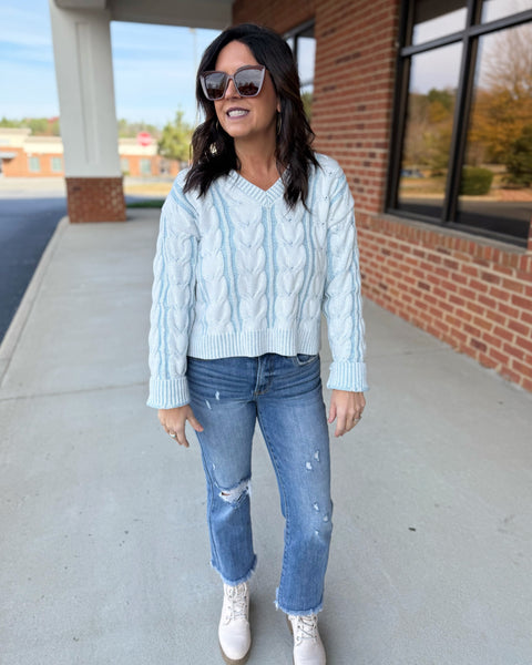 Alia Textured Sweater in Frosted Sky