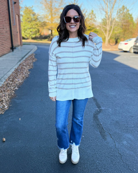 Sylvia Stripe Sweater in Mocha FINAL SALE