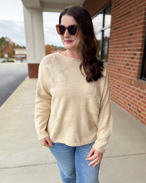 Brooklyn REG/CURVY Star Sequin Sweater