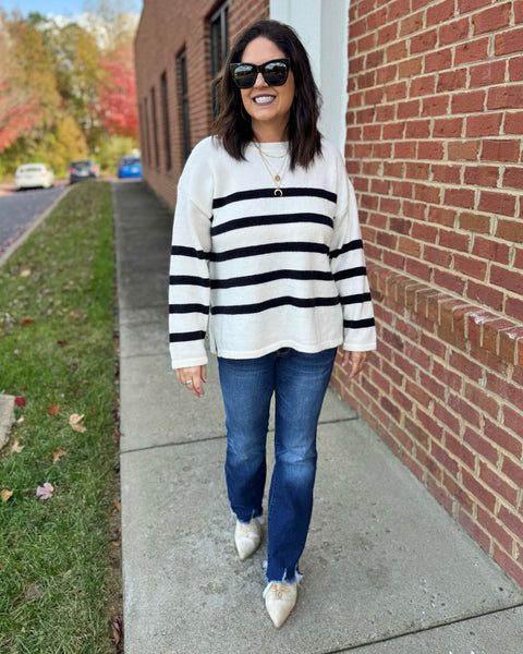 Lena Stripe Sweater in Ivory