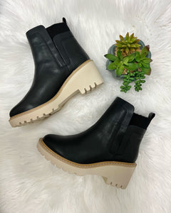 Corkys Basic Wedge Boot in Black FINAL SALE