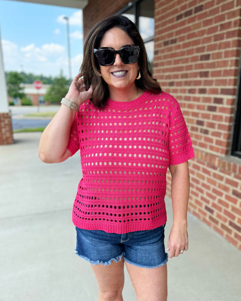 Gayle Knit Top in Neon Raspberry FINAL SALE