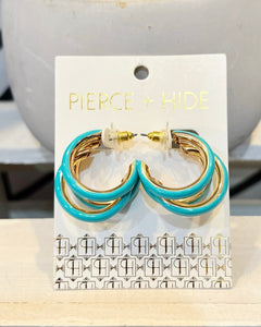 Turquoise Petite Tri-Hoop Earrings