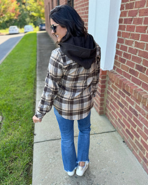 Kennedy Twofer Plaid Shacket in Brown