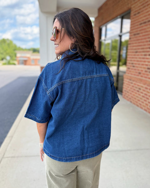 Winnie Button Up Dark Denim Top FINAL SALE