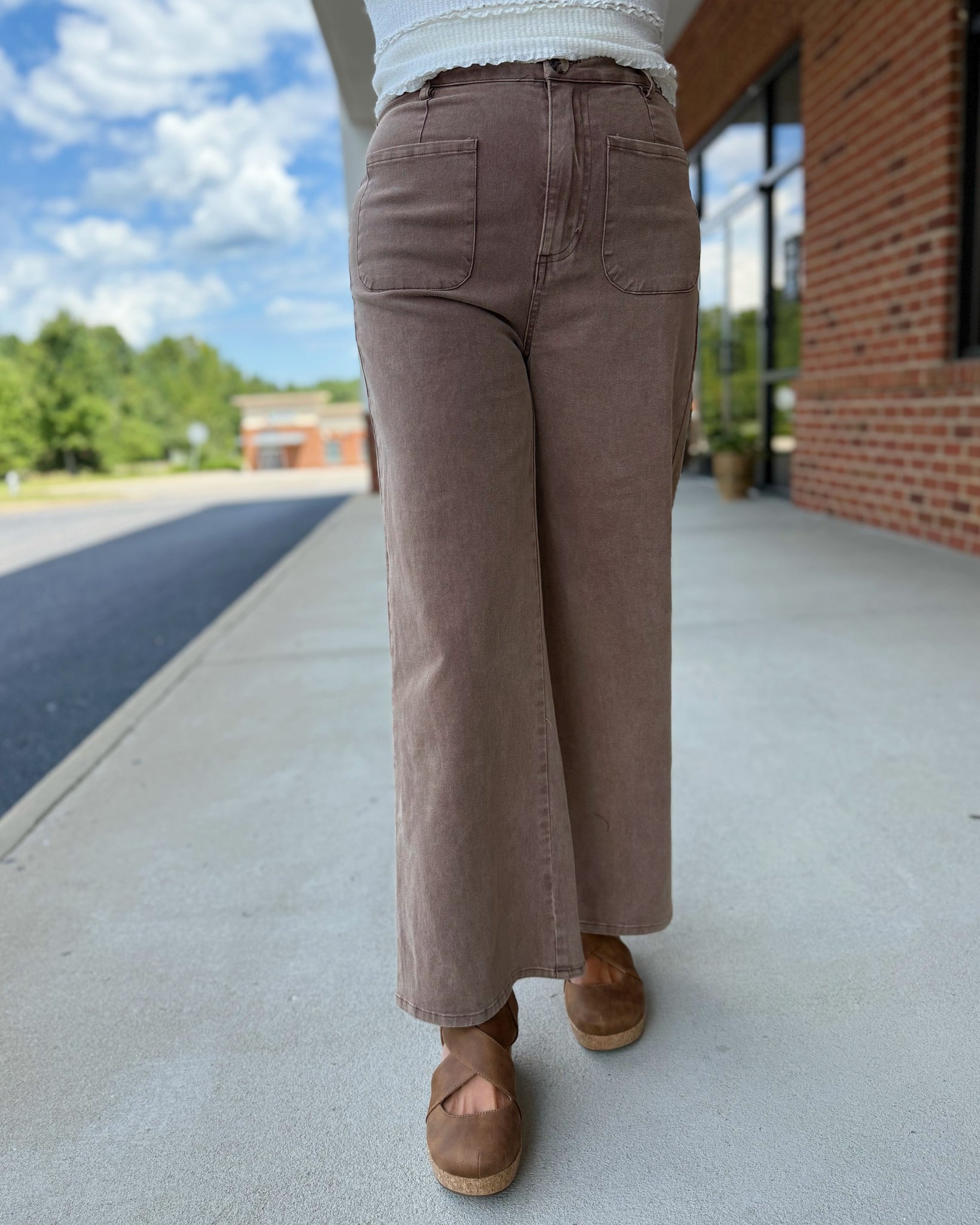 Helena CURVY Wide Leg Pants in Brown FINAL SALE