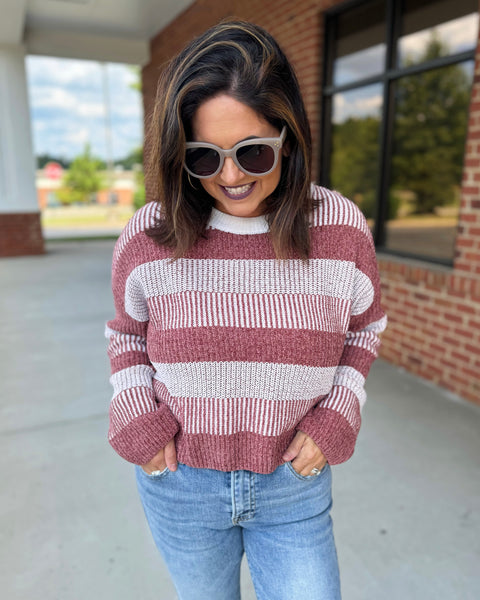 Kyra Crew Neck Sweater in Dark Mauve