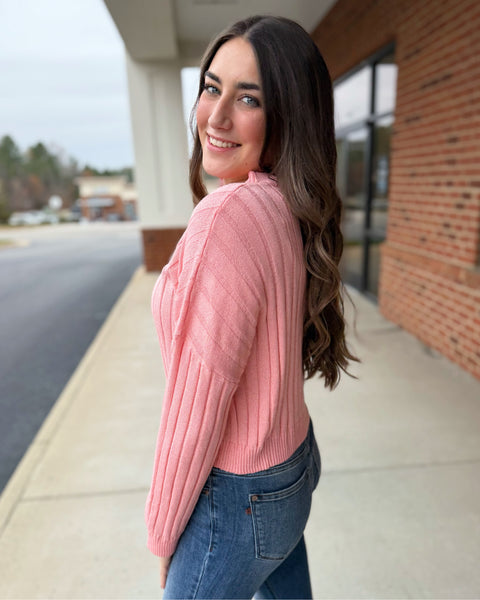 Walker Ribbed Sweater Top in Apricot FINAL SALE