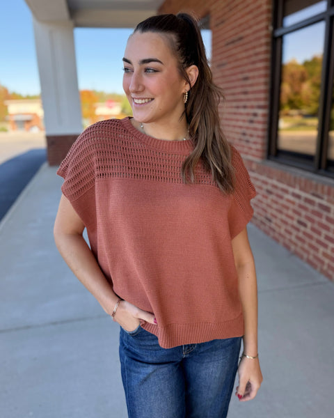 Beckett Sweater Top in Cinnamon