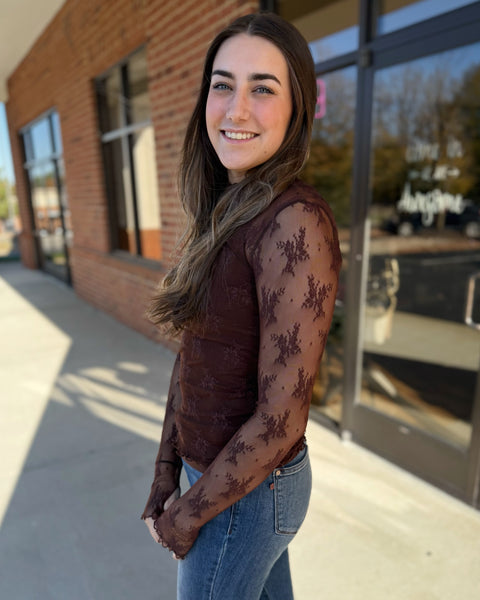 River Lace Top in Black Coffee