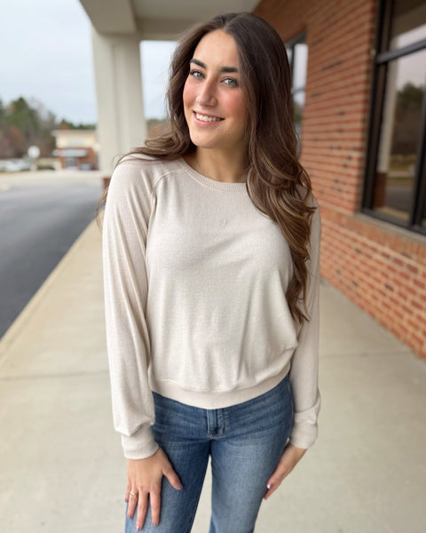 Serenity Soft Round Neck Sweater in Oatmeal FINAL SALE