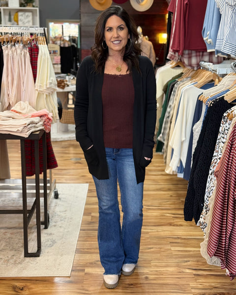 Stefanie REG/CURVY Cardigan in Black FINAL SALE