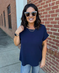 Rylee REG/CURVY Blouse in Navy