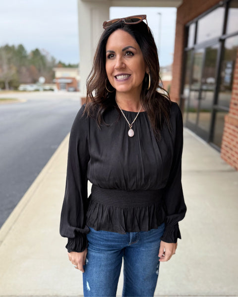Noah Smock Top in Black FINAL SALE