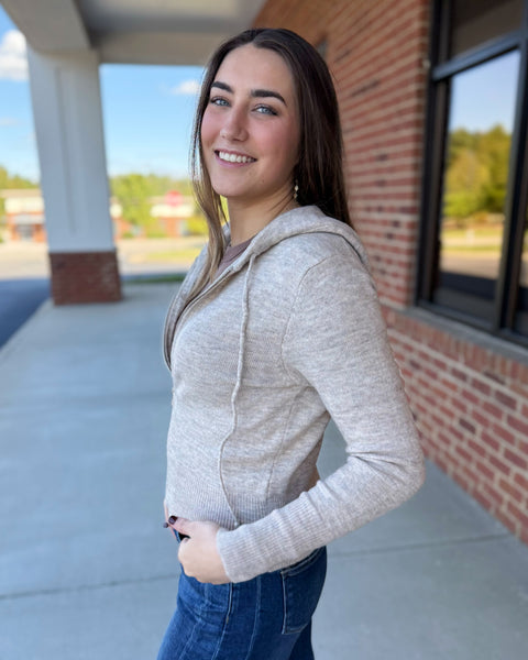 Harper Zip Hoodie Sweater in Mocha FINAL SALE