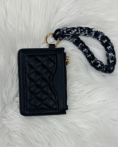 Rhodes Quilted Wallet w/ Chain Bangle in Black