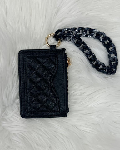 Rhodes Quilted Wallet w/ Chain Bangle in Black