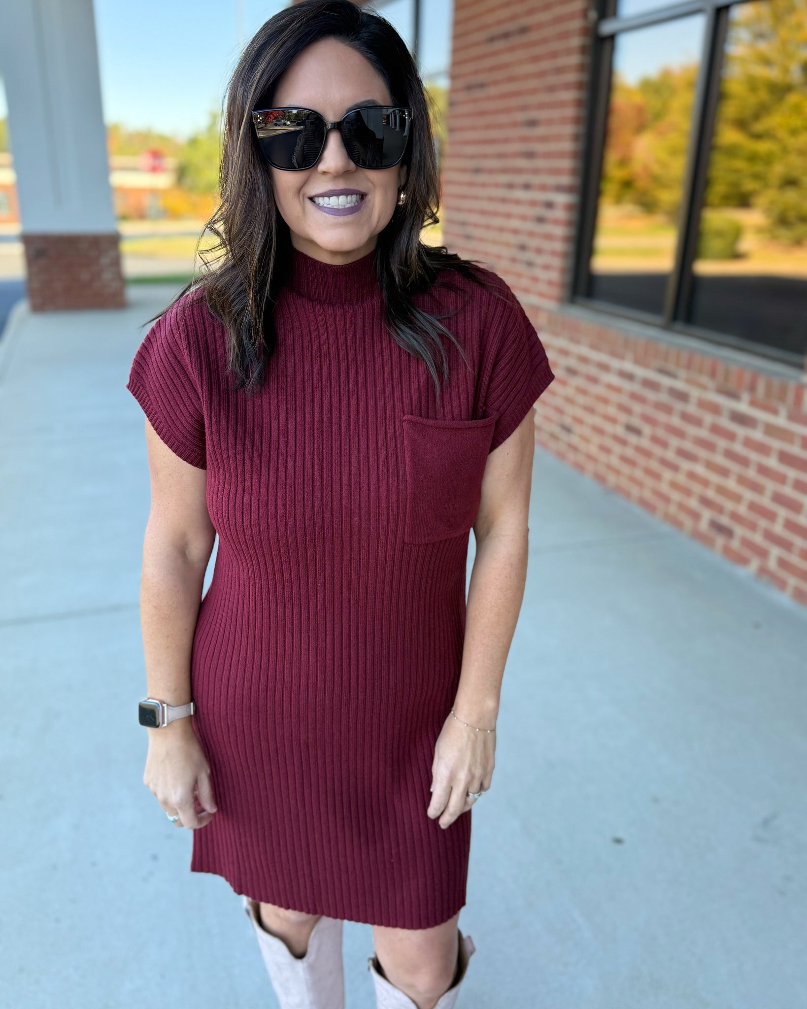 Bonnie Sweater Dress in Wine