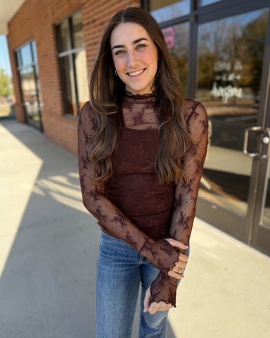 River Lace Top in Black Coffee