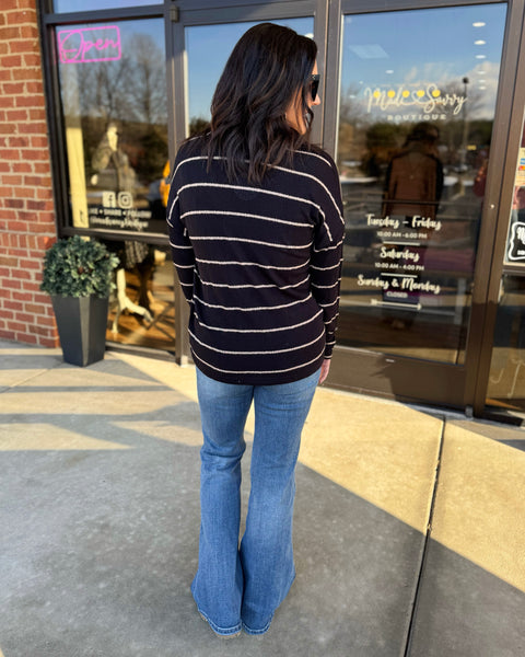 Paxton Stripe Knit Top in Black