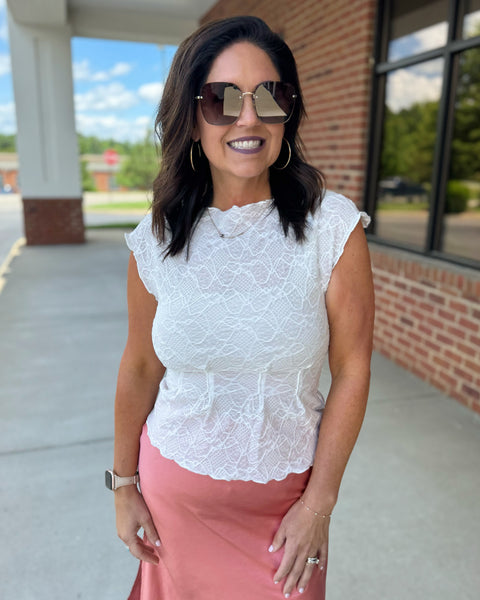 Kaitlyn Lace Top in White FINAL SALE