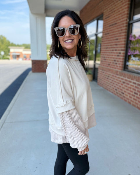 Raven CURVY Sweatshirt Top in Ecru FINAL SALE