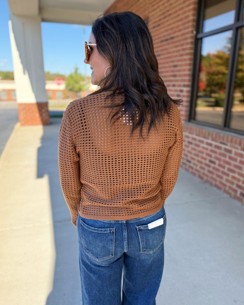 Jessa Front Tie Cardigan in Camel