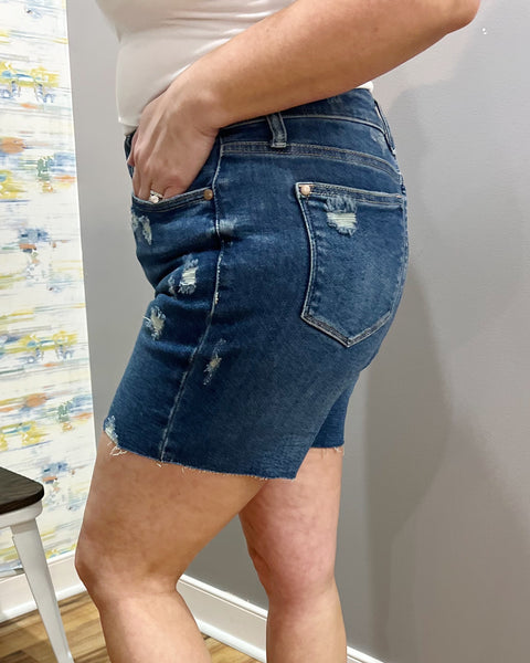 Judy Blue REG/CURVY Mid Length Cut Off Shorts