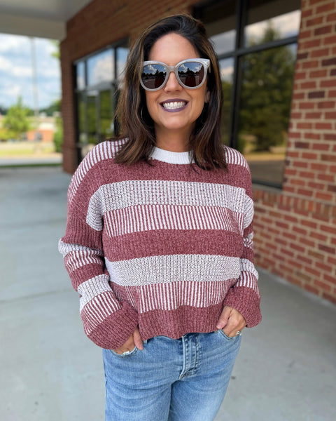 Kyra Crew Neck Sweater in Dark Mauve