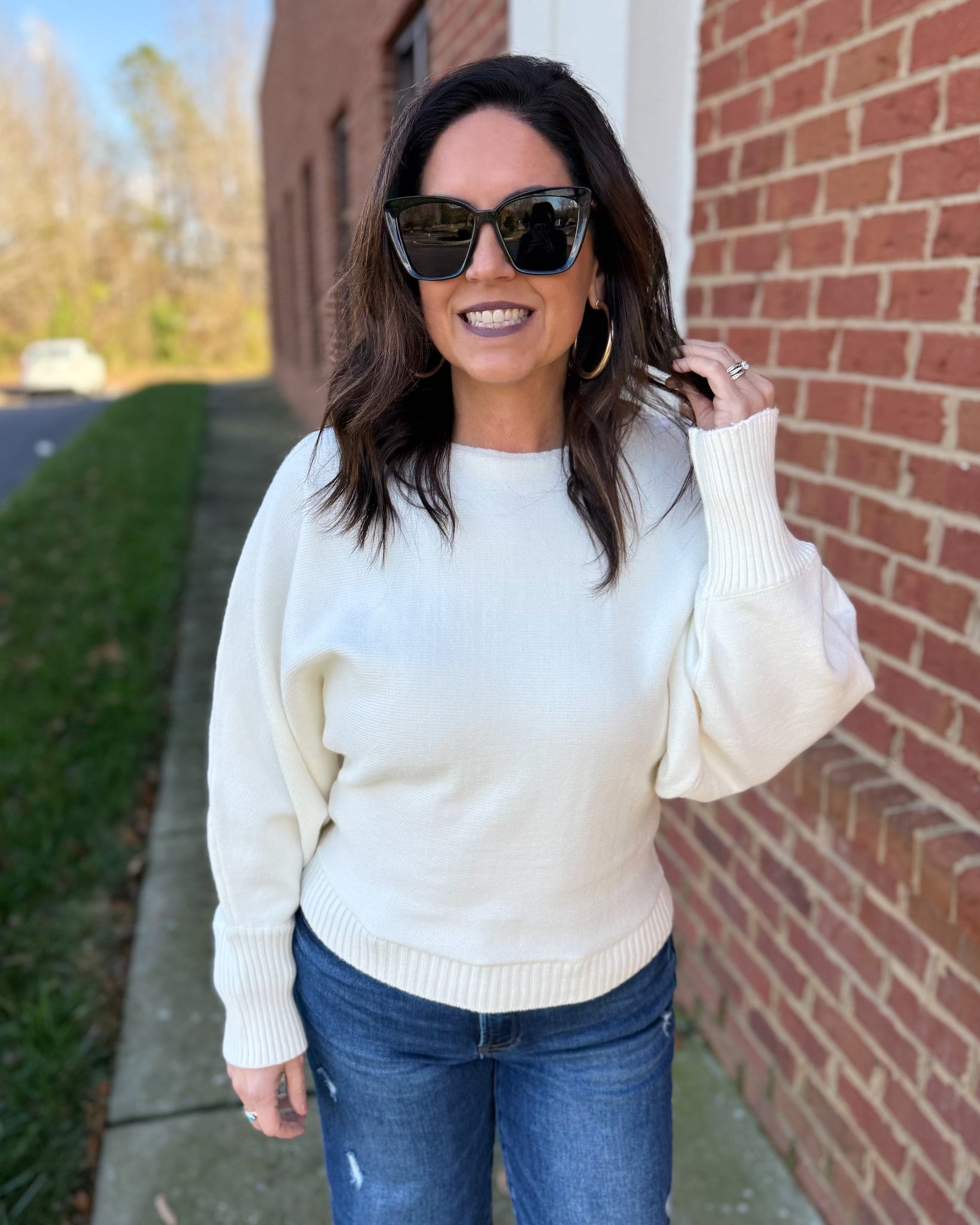 Callie Boat Neck Sweater in Cream