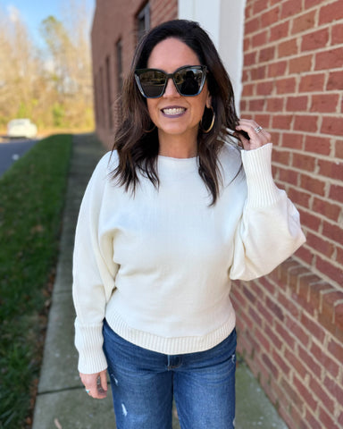 Callie Boat Neck Sweater in Cream